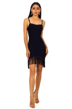 Piper Fringe Hem Dress - Black