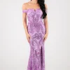 Ramona Off Shoulder Sequin Gown - Lilac