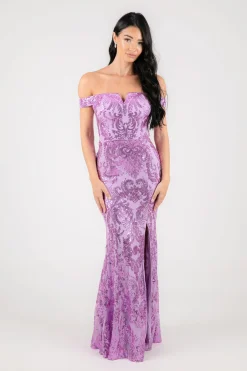 Ramona Off Shoulder Sequin Gown - Lilac