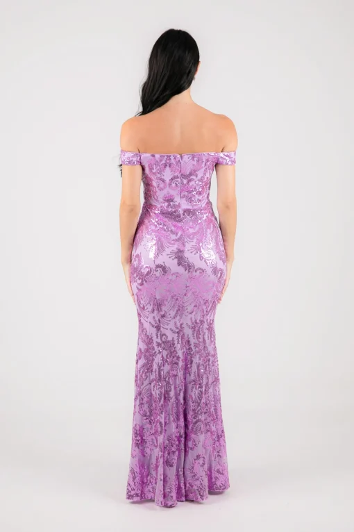 Ramona Off Shoulder Sequin Gown - Lilac