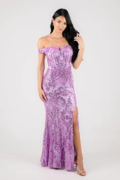 Ramona Off Shoulder Sequin Gown - Lilac
