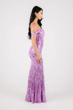 Ramona Off Shoulder Sequin Gown - Lilac