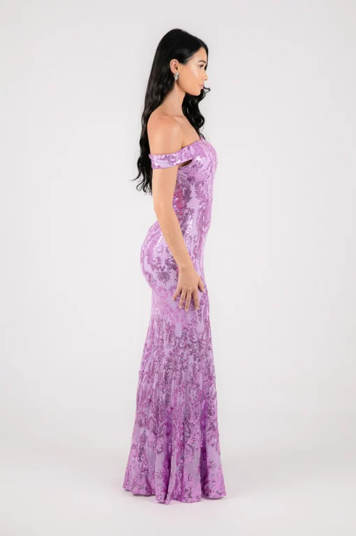 Ramona Off Shoulder Sequin Gown - Lilac