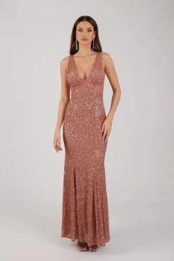 Reyna Sequin Gown - Dusty Rose (XS - Clearance Sale)