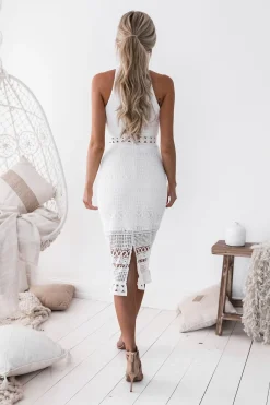 RIVERS Midi Lace Dress - White
