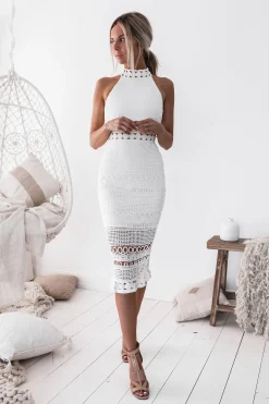 RIVERS Midi Lace Dress - White