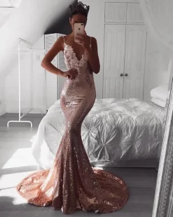 Roselle Luxe Gown - Rose Gold (XS,M,XL - Clearance Sale)