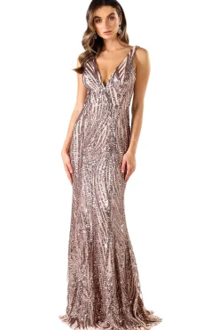 Sapphira Sequin Gown - Rose Gold