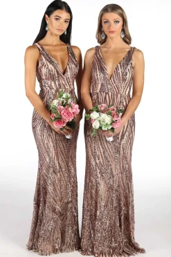 Sapphira Sequin Gown - Rose Gold