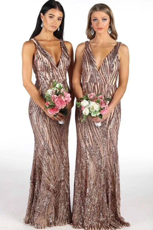 Sapphira Sequin Gown - Rose Gold