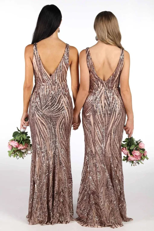 Sapphira Sequin Gown - Rose Gold