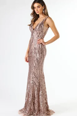 Sapphira Sequin Gown - Rose Gold