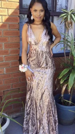 Sapphira Sequin Gown - Rose Gold