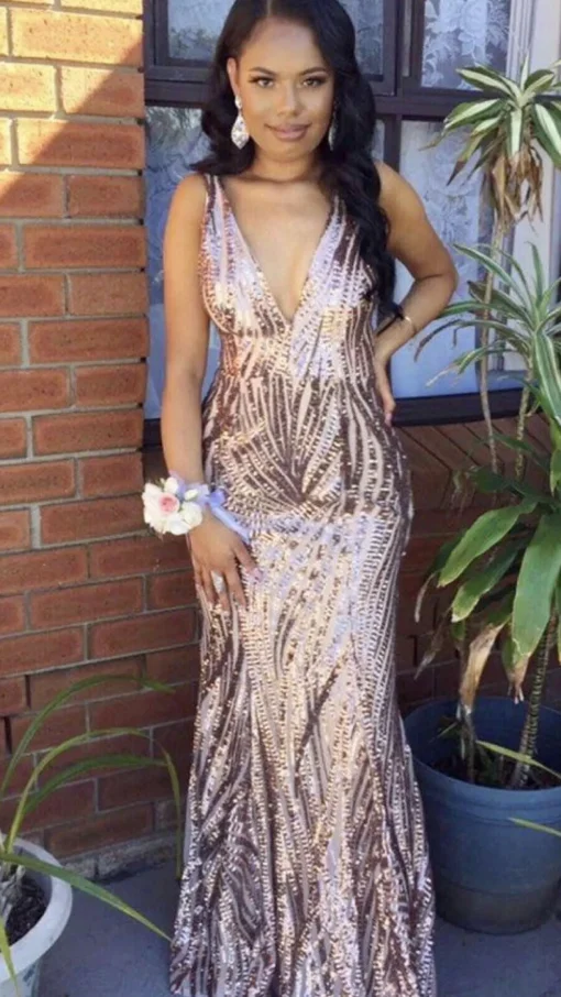 Sapphira Sequin Gown - Rose Gold
