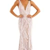 Sapphira Sequin Gown - White & Beige