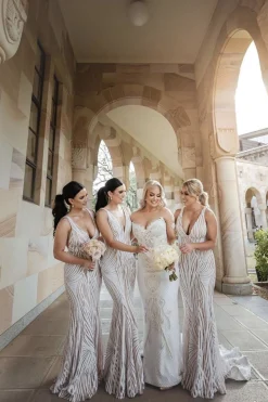 Sapphira Sequin Gown - White & Beige