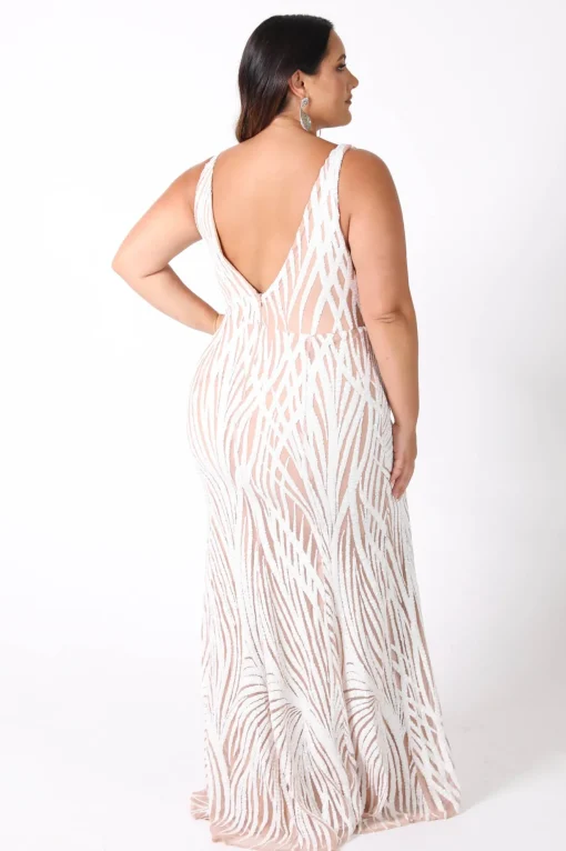 Sapphira Sequin Gown - White & Beige