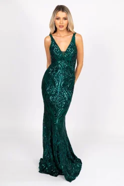 Seraphine Sequin Gown - Emerald