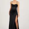 SHANTE Lace Up Back Corset Gown - Black