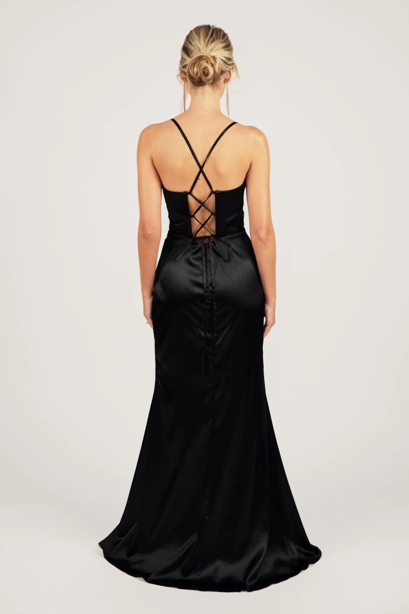 SHANTE Lace Up Back Corset Gown - Black