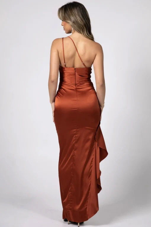 Shay One Shoulder Maxi Dress - Burnt Orange