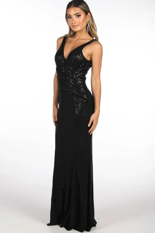 Sierra Sequin Gown in Black
