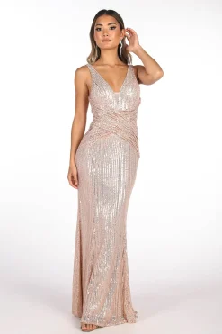 Sierra Sequin Gown in Rose Gold
