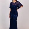 Simona Pattern Sequin Gown - Navy