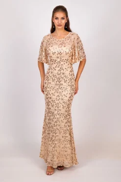Simona Pattern Sequin Gown - Champagne