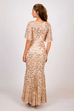 Simona Pattern Sequin Gown - Champagne