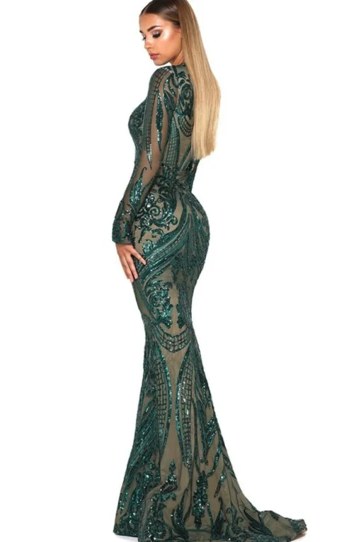 Style 1705 Long Sleeve Gown in Emerald by Portia & Scarlett (Last Pieces - S & XXL)