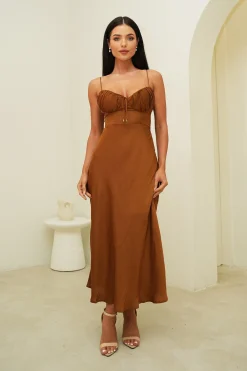 Thea Midi Dress in Chocolate