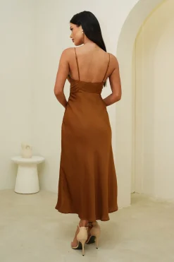 Thea Midi Dress in Chocolate