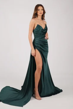 TYRA Satin Gown - Emerald