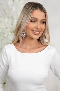 Vera Long-Sleeve Crepe Gown - Ivory