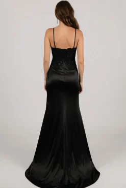 YESENIA Beaded Corset Gown - Black