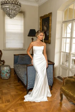 Zaria Stretch Satin Gown - Ivory