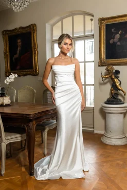 Zaria Stretch Satin Gown - Ivory