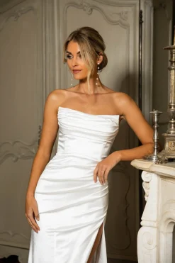 Zaria Stretch Satin Gown - Ivory
