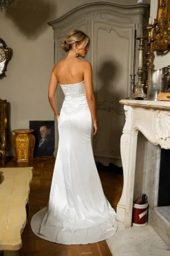 Zaria Stretch Satin Gown - Ivory